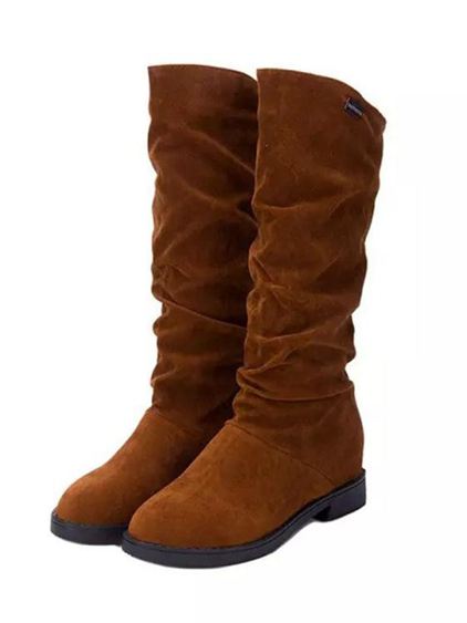 秋冬季新款英倫低粗跟長靴高筒瘦瘦女靴子厚平底中長筒騎士靴