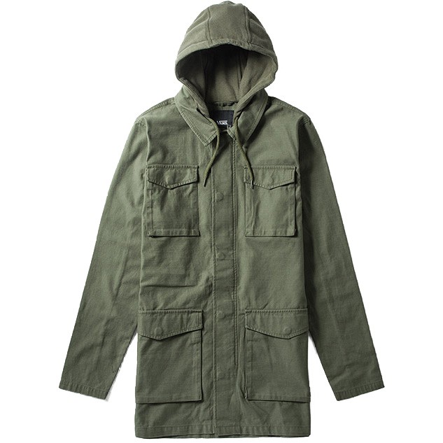VANS - VN0A3HYCKCZ 美版 Official Winter Jacket 長版 連帽 大衣 (軍綠)