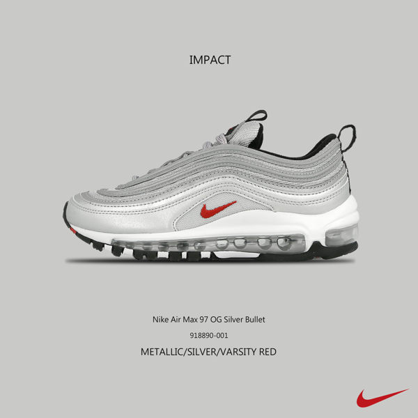 IMPACT Nike Air Max 97 OG Silver Bullet 銀彈 3M反光 大童鞋 918890-001