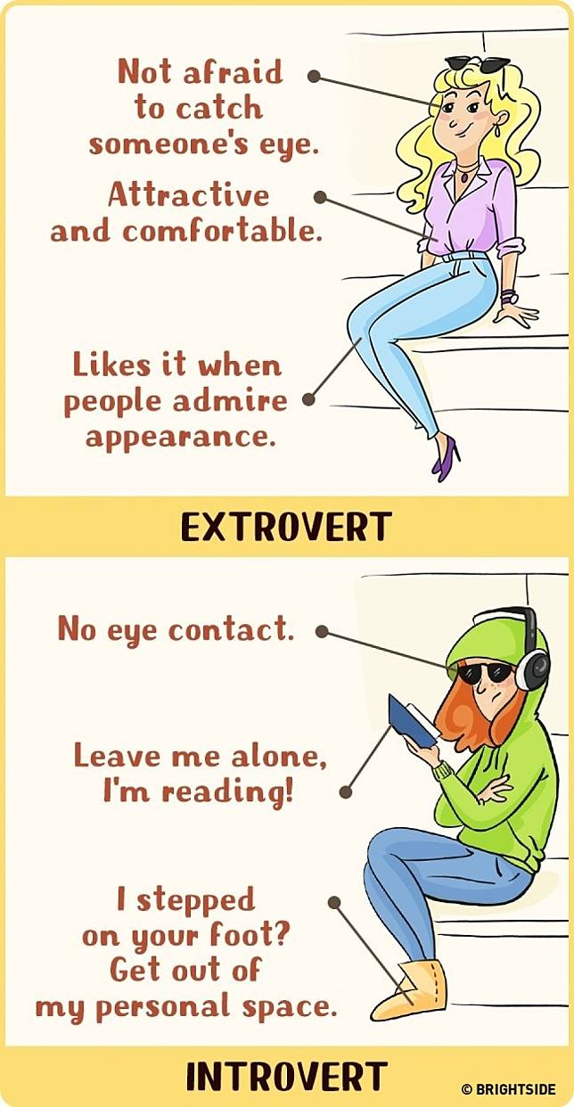 9 Ilustrasi Lucu Tentang Perbedaan Orang Introvert Ekstrovert