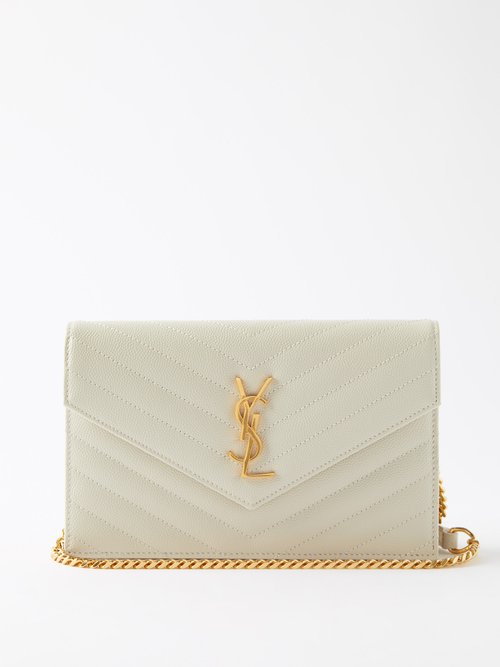 Saint Laurent - Cassandre Ysl-logo Quilted-leather Shoulder Bag - Womens - Cream