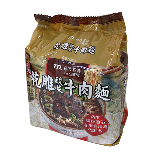 台酒花雕酸菜牛肉麵袋裝 200g*12(箱)【愛買】