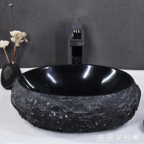 台上盆 石頭洗手盆復古台上盆藝術盆 黑墨玉洗臉盆高檔石材洗面盆 MKS 薇薇家飾