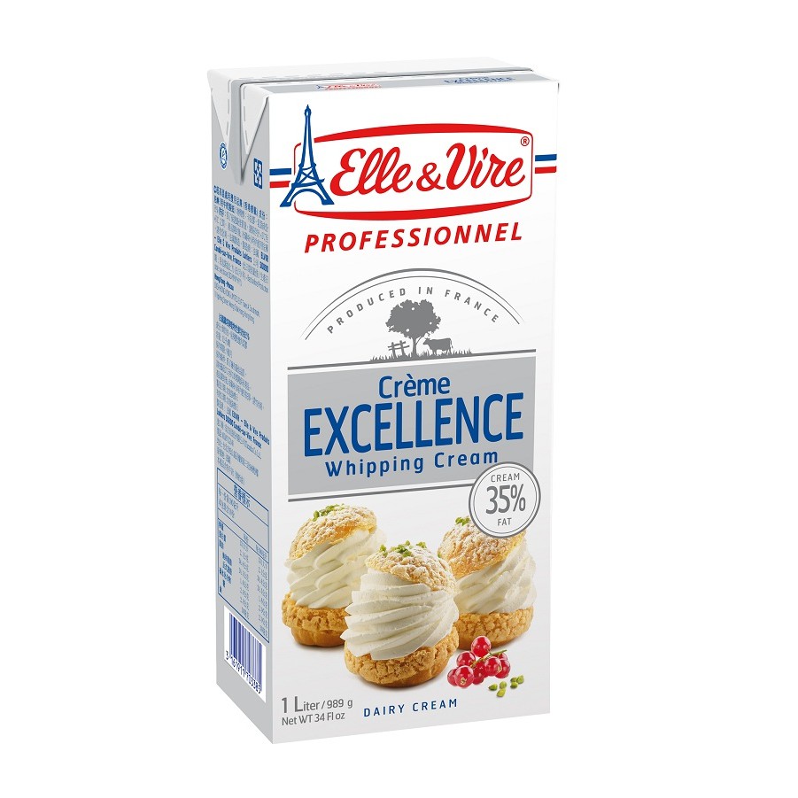 應用：適合各種料理、打發裝飾✓使用法國諾曼地產區的優質乳源✓乳脂含量35%，乳香濃郁，清爽不膩，顛覆對鮮奶油的甜膩印象✓優越的打發率和極佳的穩定性，烘焙新手也輕鬆上手-----------------