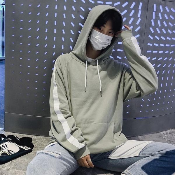 男連帽套頭衛衣 男士秋冬裝長袖衫 寬鬆假兩件學生男女班服上衣長袖T恤《印象精品》t5407