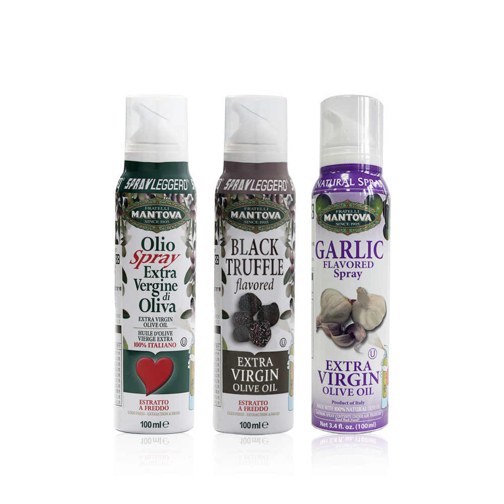 【新品預購7/20起開始出貨】Mantova噴霧式橄欖油100ml 松露風味油100ml 蒜香橄欖油100ml 三入組