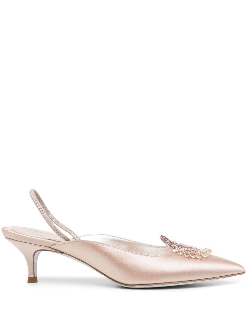 René Caovilla - 50mm crystal slingback pumps - women - Leather/Leather/Silk - 37.5 - Pink