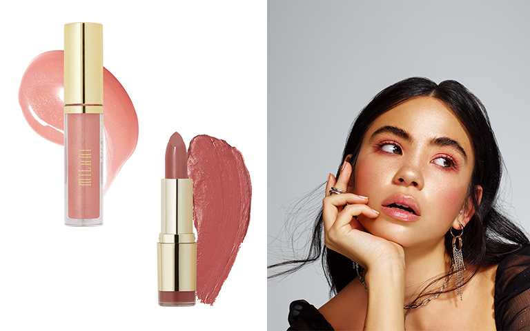 Milani超顯色經典絲滑唇膏#25 Naturally Chic NT.290，Milani光感水潤豐唇蜜#03 Prismatic Peach NT.390(圖／MILANI提供)