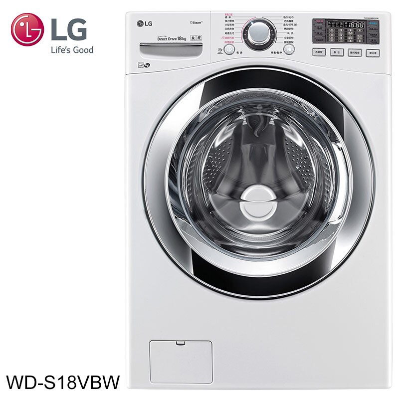 【台南區限定】 LG 樂金 WD-S18VBW 滾筒洗衣機 18公斤 WiFi 蒸洗脫典雅白【送32公分特福炒鍋】