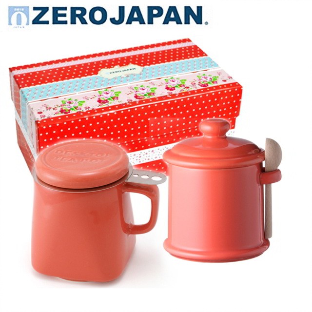 【ZERO JAPAN】陶瓷儲物罐+泡茶馬克杯超值禮盒組(蘿蔔紅)