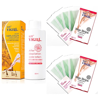 VIGILL 婦潔 蘆薈除毛貼片2盒組+除毛後專用美肌修護液(16片/2盒+修護液80m)