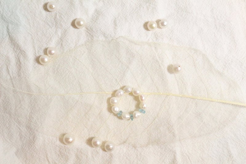 七夕情人節禮物 客製化| 湖畔粼粼 | 天然巴洛克珍珠、藍磷灰