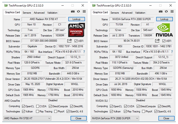 透過GPU-Z的Bus Interface欄位中的資訊，可以得知安裝在主機板上的顯示卡PCIe傳輸規格。