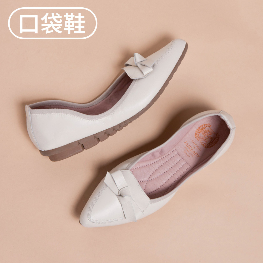 【新品】我的旅行日記-口袋版 清新蝴蝶結飾平底鞋 雪花 (502360)