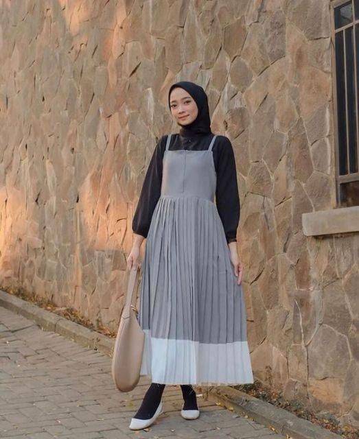 mix and match overall dress hijab