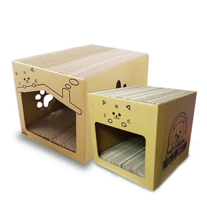 因使用磅數較高的紙張製作堅固的貓屋，造型開洞處有裂痕 屬於正常現象，不影響結構及功能。【示範組裝影片】:https://youtu.be/NQs7w2h0Uqg【說明】:表層選用優質波浪瓦楞紙，全程台