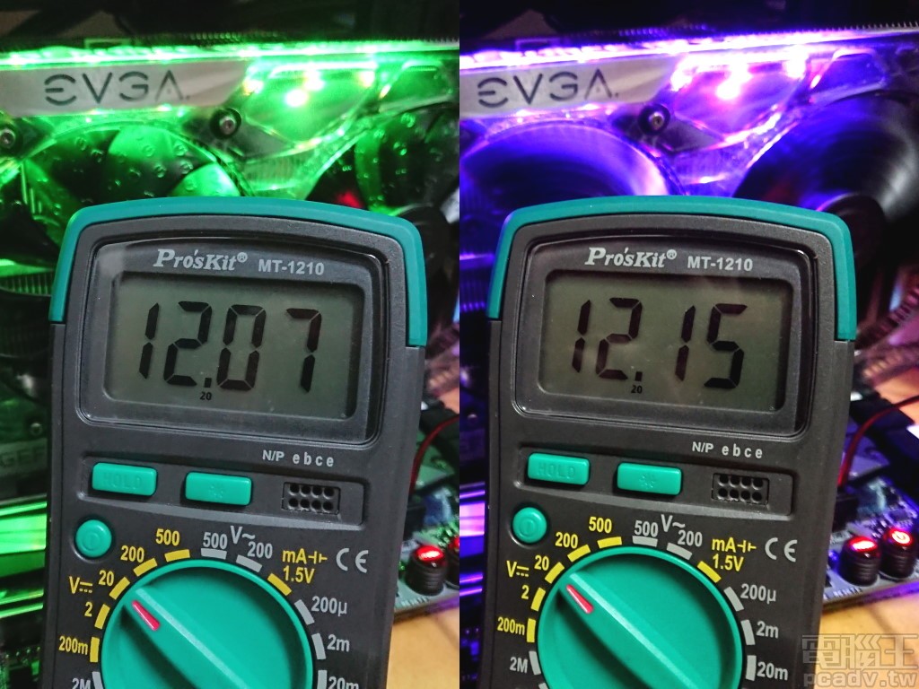 +12V 待機與燒機的電壓量測值