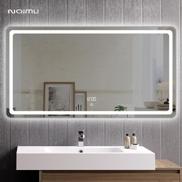 智能方形壁掛帶led燈觸摸防霧藍牙音響洗手間衛浴防霧鏡子 浴室鏡 熊熊物語