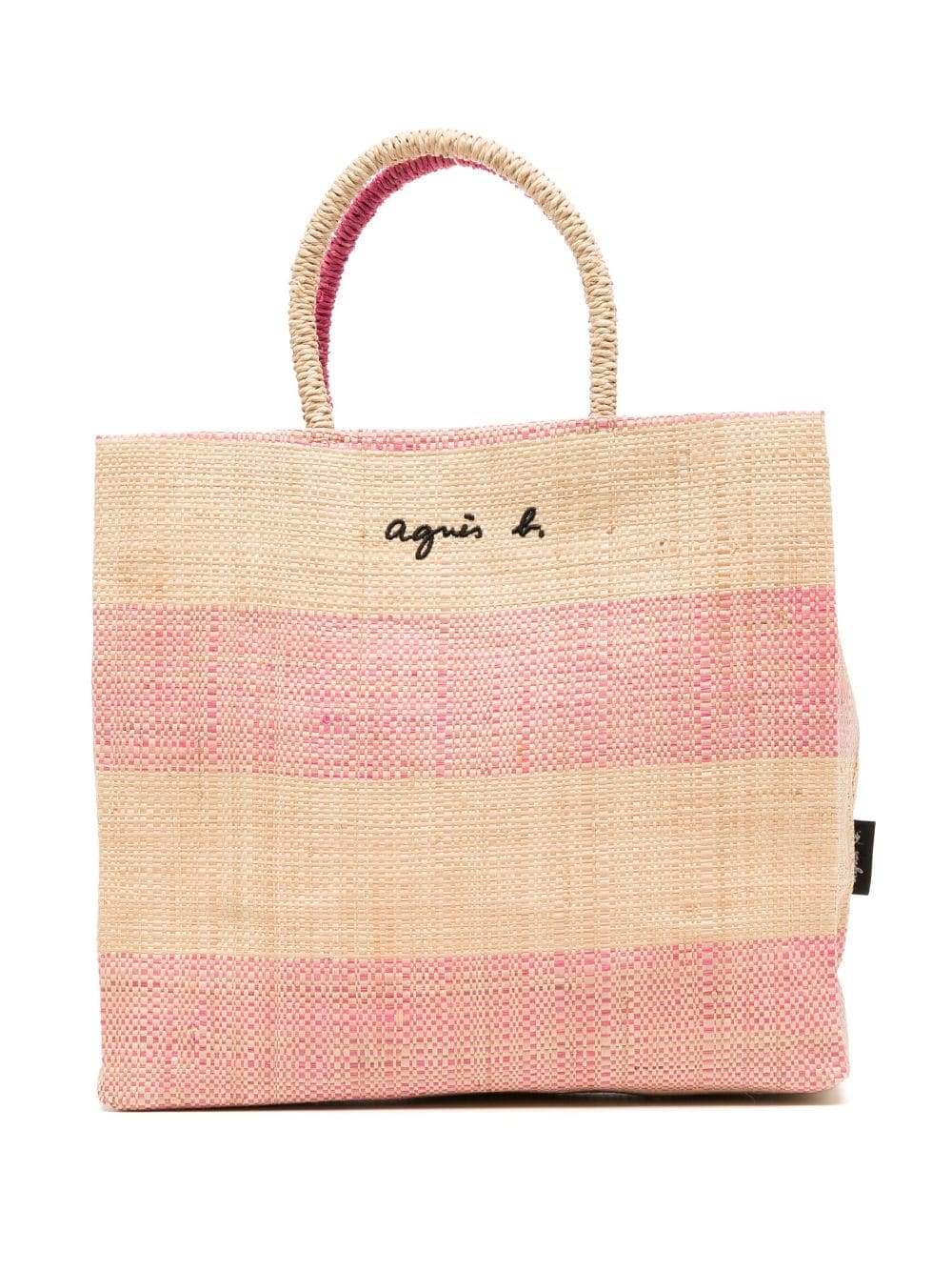 agnès b. - logo-embroidery raffia beach bag - women - Raffia - One Size - Brown