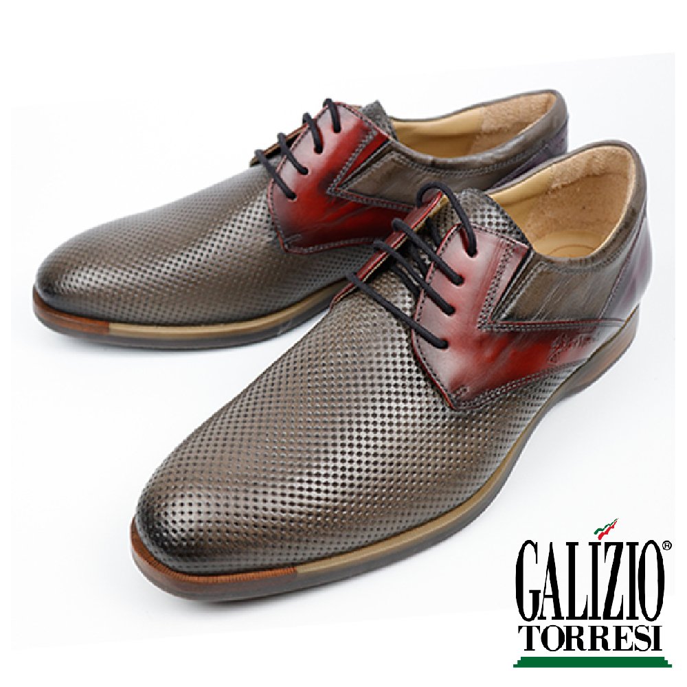 【GALIZIO TORRESI】義大利經典時尚格菱紋紳士休閒鞋 灰褐色(319180S-DKA)