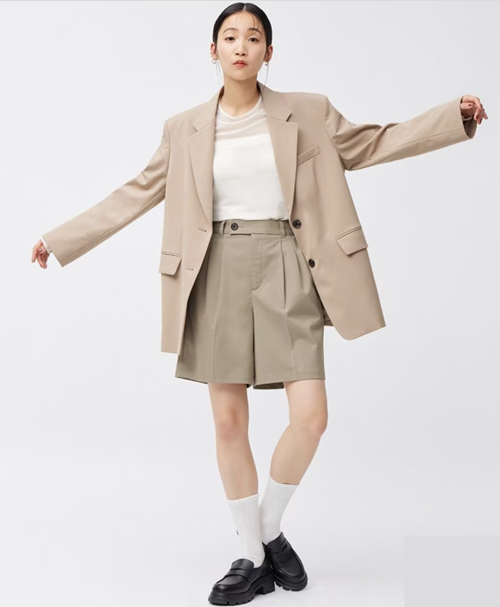 GU 女裝 打摺及膝短褲