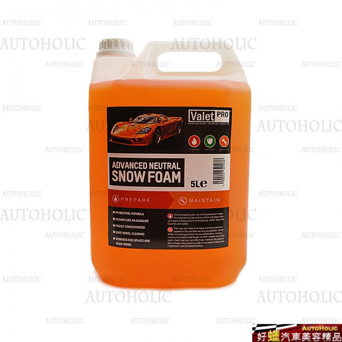 『好蠟』Valet Pro Advanced Neutral Snow Foam (VP加強型泡沫洗車精 )*5L 產品編號 : L005-018 商品特色 ◆英國原裝進口 ◆中性洗車精, 不傷蠟層 