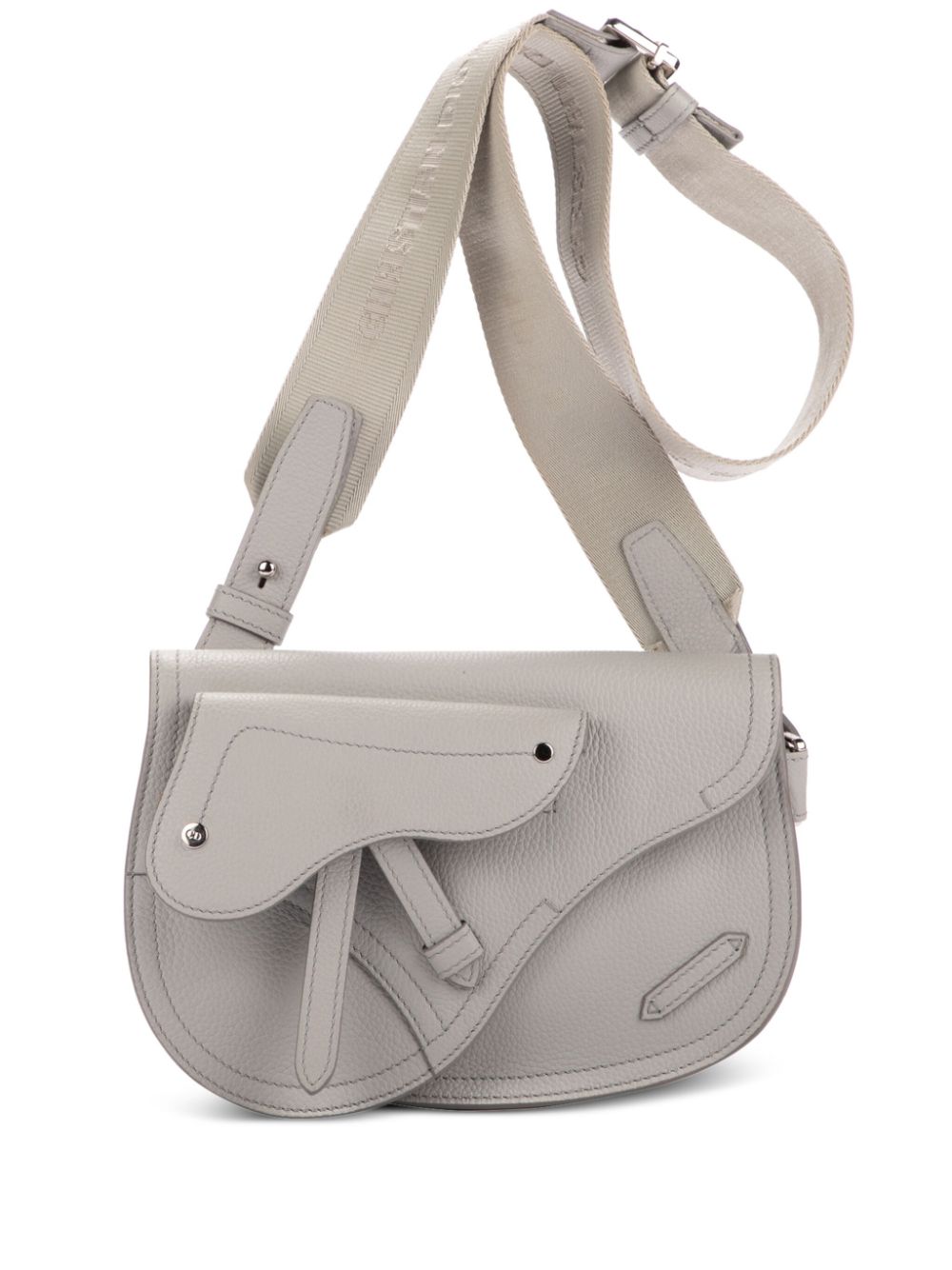 Christian Dior - pre-owned Saddle crossbody bag - women - Grained Leather/Fabric - One Size - Grey