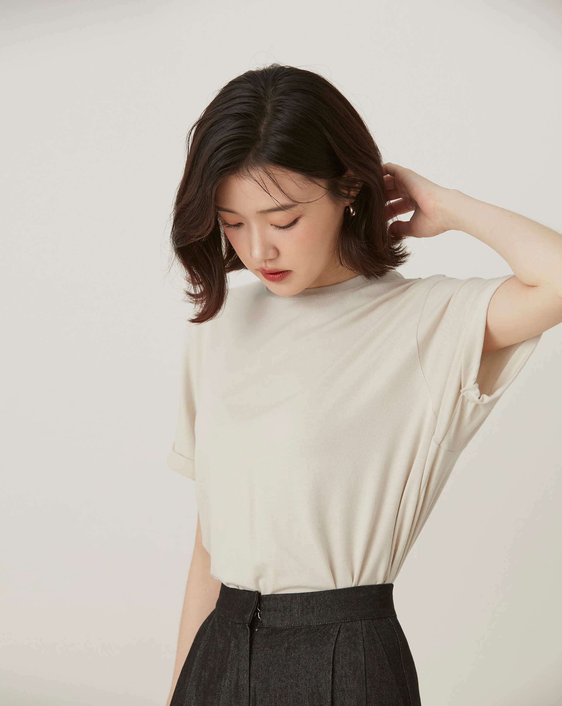 柔軟親膚面料/袖反摺固定/MIT