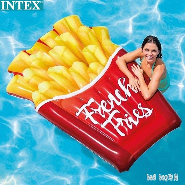 水上充氣浮排薯條造型逼真圖案游泳圈拍照