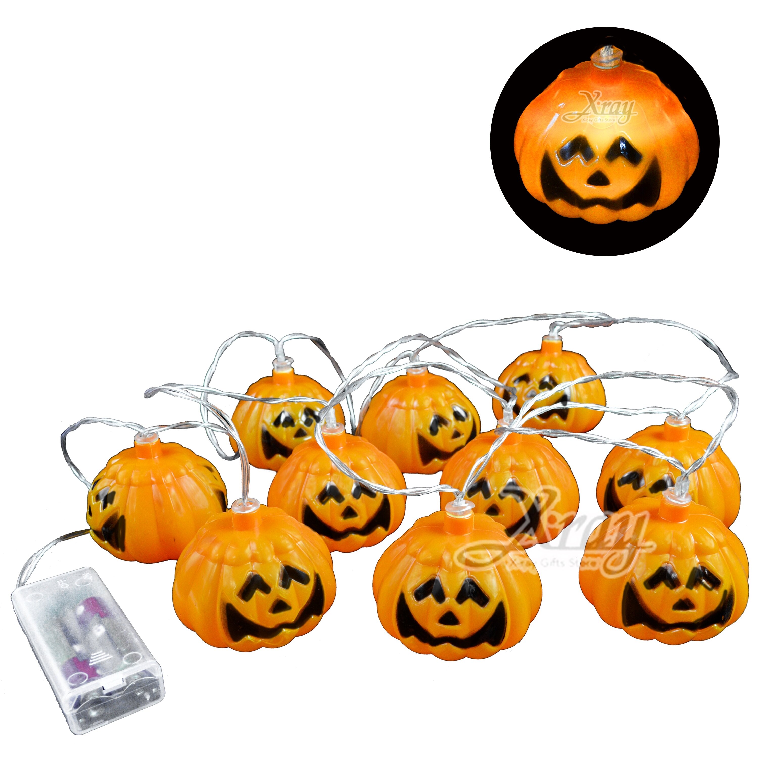 X射線【W288032】10LED閃亮笑臉南瓜電池燈，萬聖節/LED燈/南瓜/Party/角色扮演/化妝舞會/表演造型/擺飾