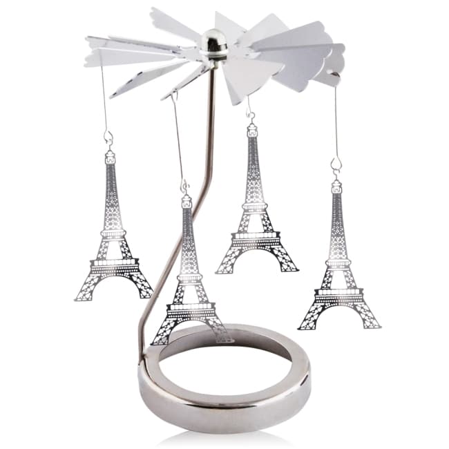 歐沛媞 旋轉燭罩蠟燭台-銀-艾菲爾鐵塔 加贈YANKEE CANDLE 香氛蠟燭49g