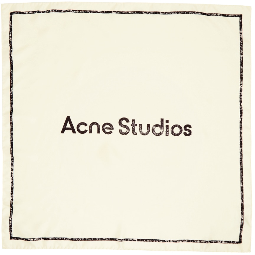 ACNE STUDIOS 灰白色 Branded 真絲方巾