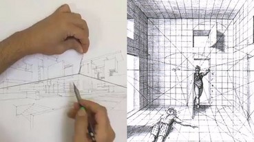 他用簡單道具協助繪製困難的「透視法」 大受網友好評！