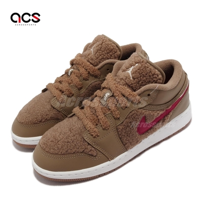 Nike 休閒鞋 Air Jordan 1 Low 女鞋 經典款 喬丹一代 絨毛 泰迪熊 大童 棕 DO2233264@#@ Nike 休閒鞋 Air Jordan 1 Low 女鞋 經典款 喬丹一代 絨毛 泰迪熊 大童 棕 DO 2233264