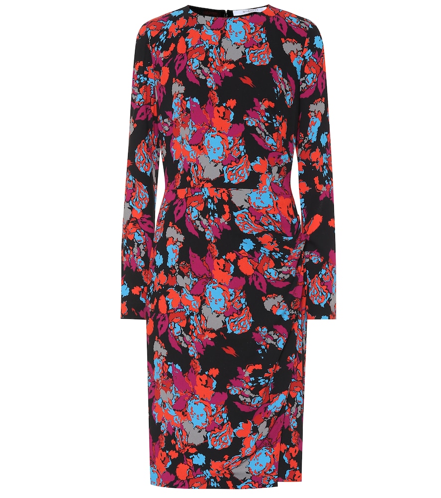 Givenchy creates a rich floral fantasy with vibrant colors on this cheerful yet refined midi dress.