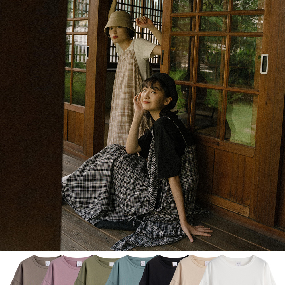 簡約多色開衩圓領短袖T 七色售