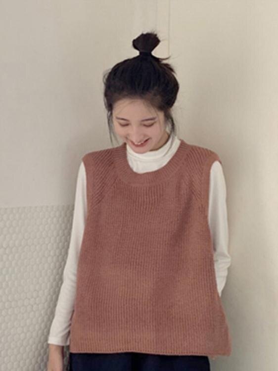 夯貨折扣! 針織馬甲秋裝韓版新款寬鬆套頭圓領設計感側邊綁帶學生針織背心馬甲女