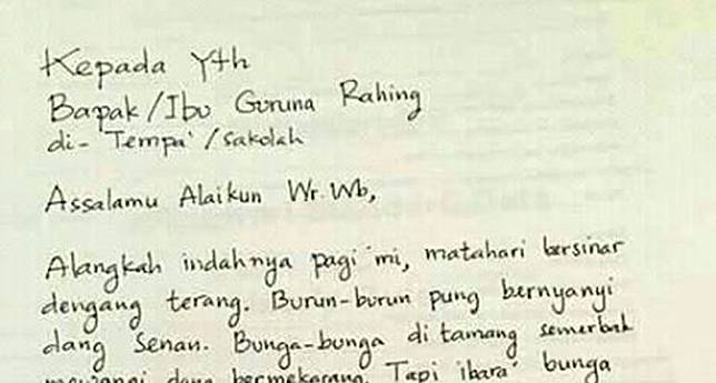 Surat Izin Sakit Dari Orang Tua Murid Untuk Guru Ini Puitis