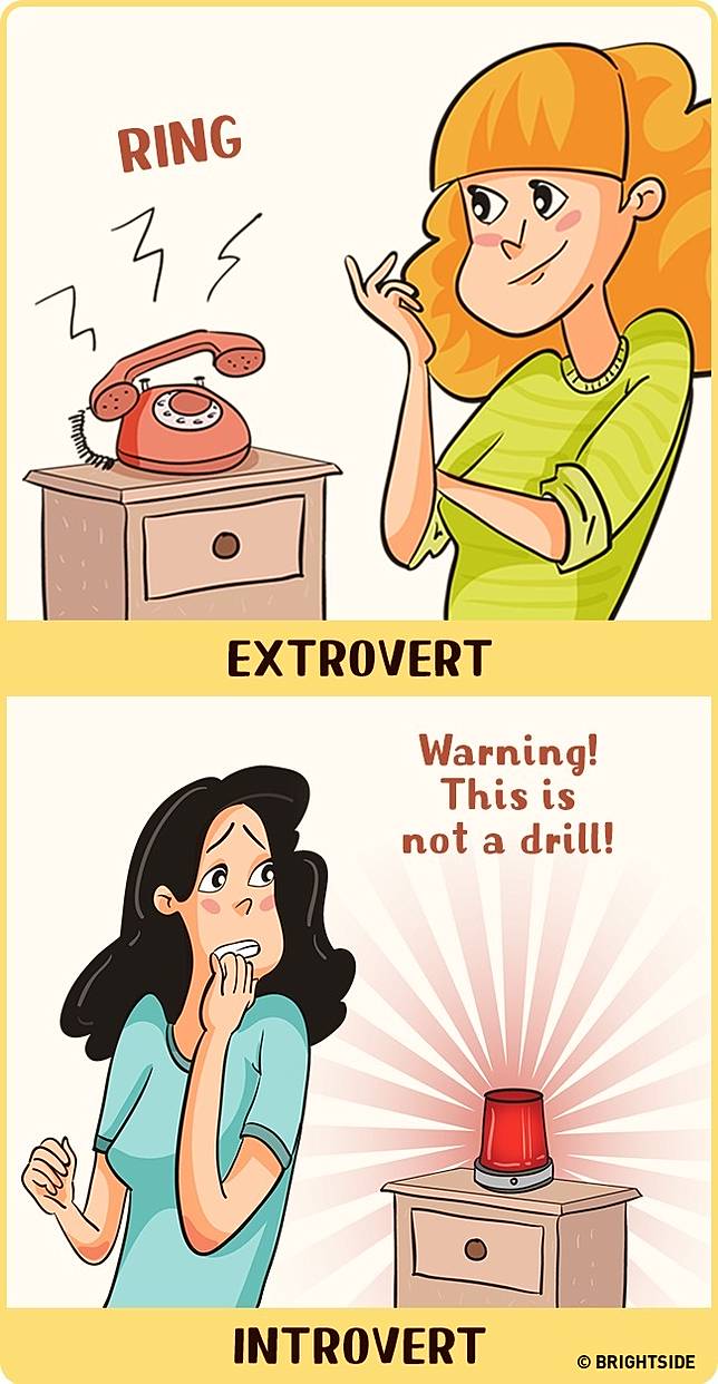 12 Ilustrasi Beda Orang Introvert Dan Ekstrovert Menjalani Hidup