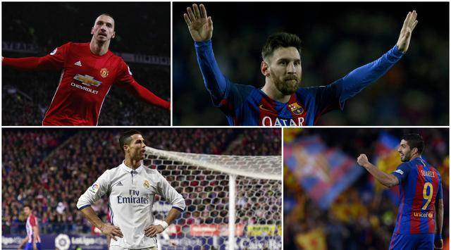 Berikut ini Lionel Messi dan 9 pencetak gol terbanyak di liga top Eropa (Italia, Inggris, Spanyol, Prancis dan Jerman) pada tahun 2016. (AFP-Reuters)