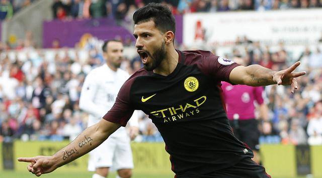 8. Sergio Aguero (Manchester City) - 31 gol dalam 41 laga. (AFP/Adrian Dennis)