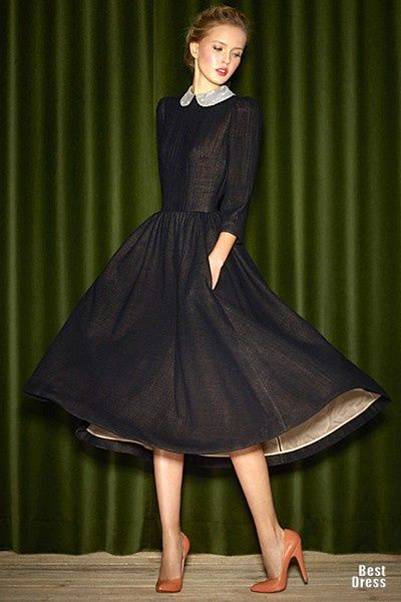 10 Ide Dress Hitam Panjang Selutut Simpel tapi Anggun Banget