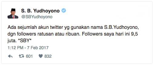 Ada Akun Palsu Serang Jokowi-Mega, SBY: Followers Saya 9,5 Juta