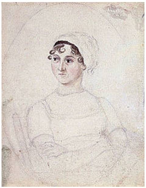 Sosok Jane Austen seperti yang dilukis Cassandra. Foto dari Wikipedia.