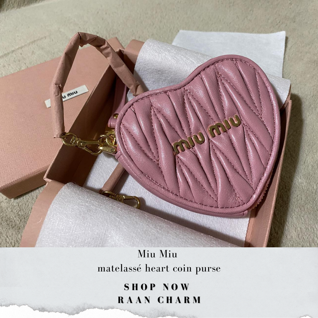 Miu Miu Logo Heart Coin Purse in Red