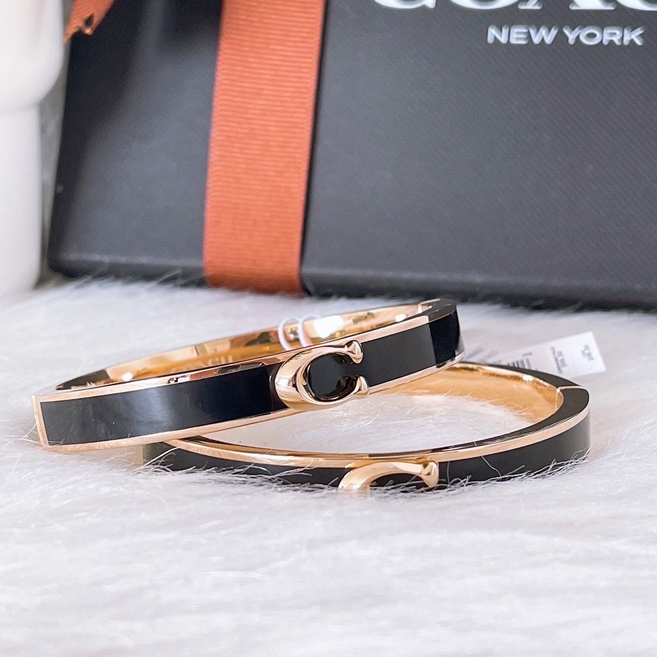 Signature Push Hinged Bangle Black LINE SHOPPING