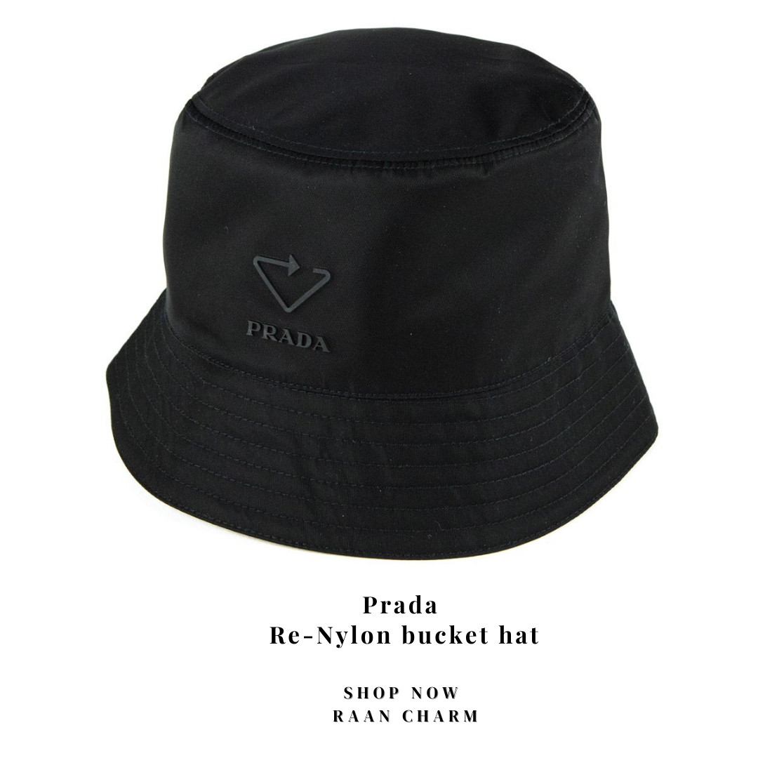 PRADA BLACK ECONYL RE NYLON BUCKET HAT SIZE S LINE SHOPPING