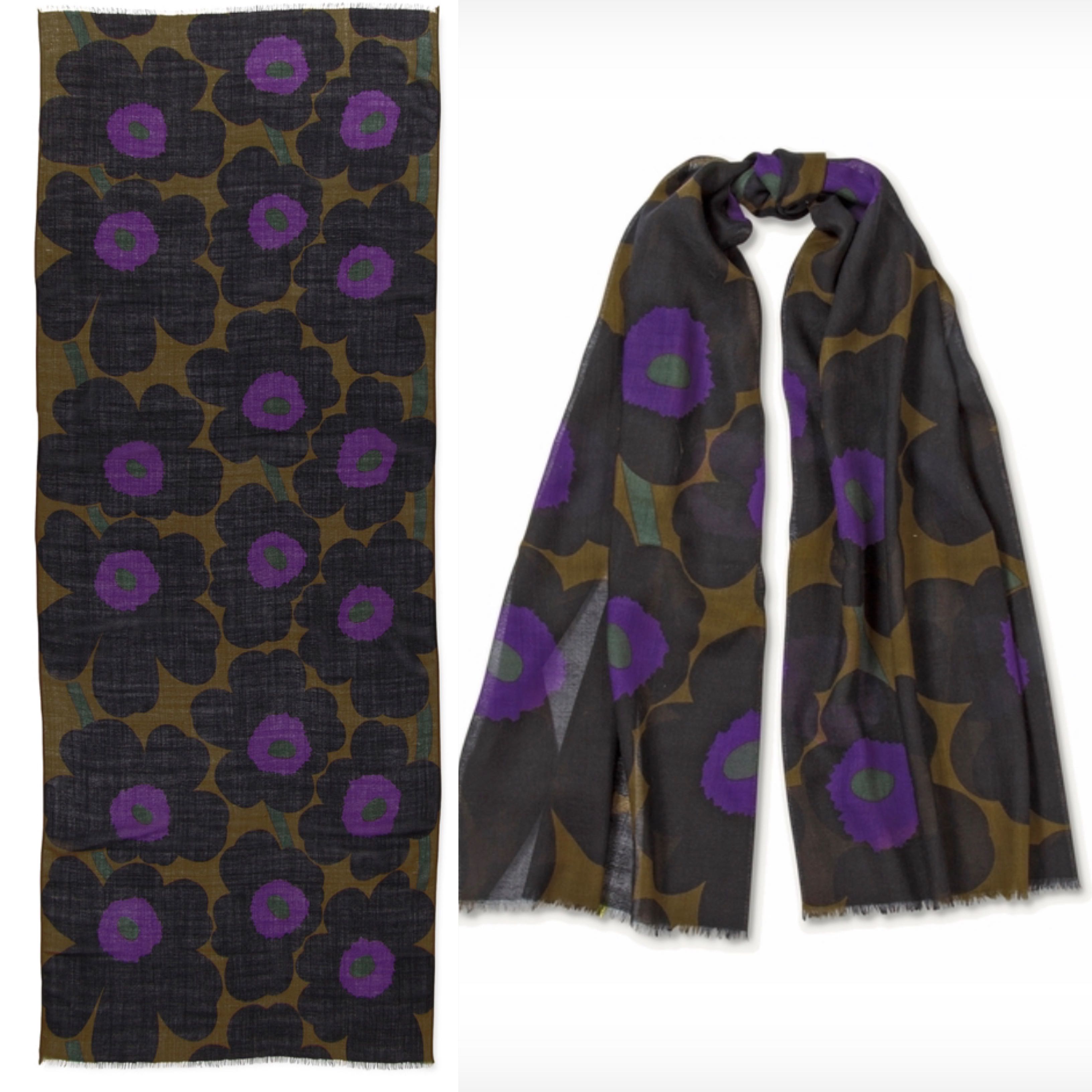 Marimekko Unikko Brown / Purple / Black Fiore Scarf | LINE SHOPPING