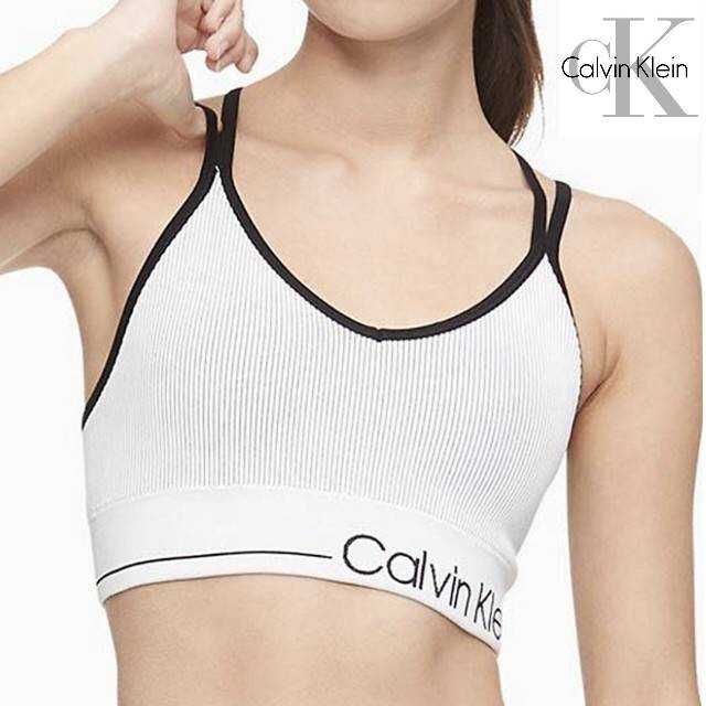 Calvin Klein Performance, Logo Low Support Sports Bra, Bright White