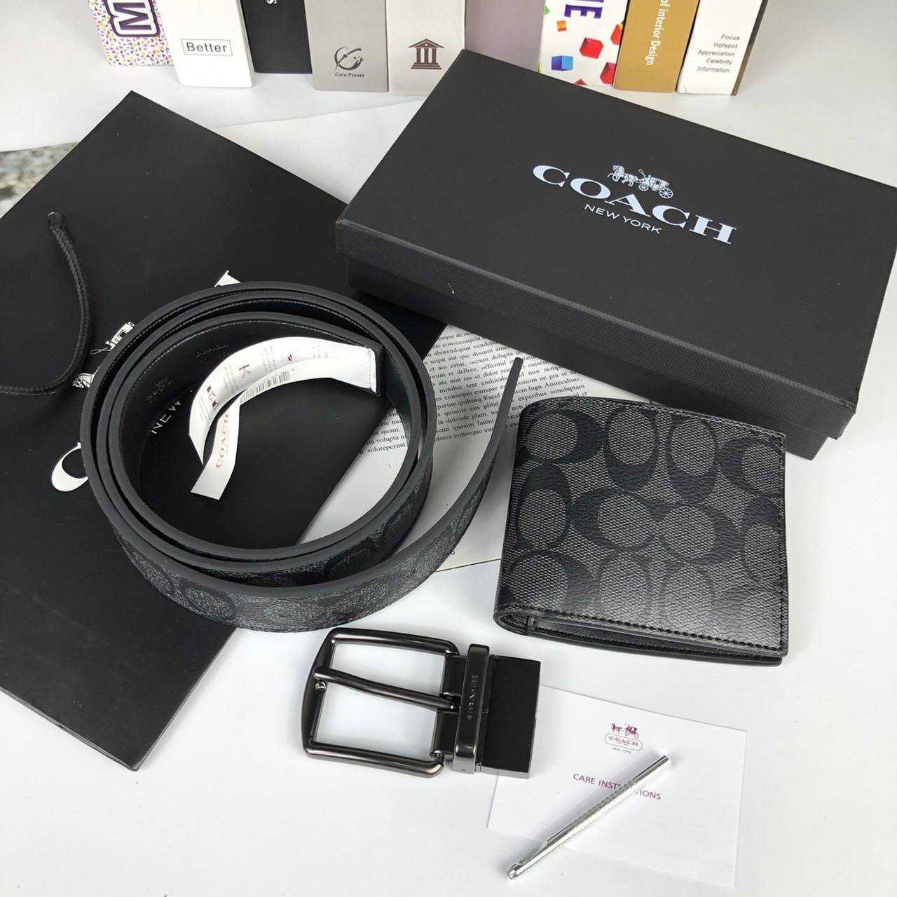 Coach wallet and belt set best sale
